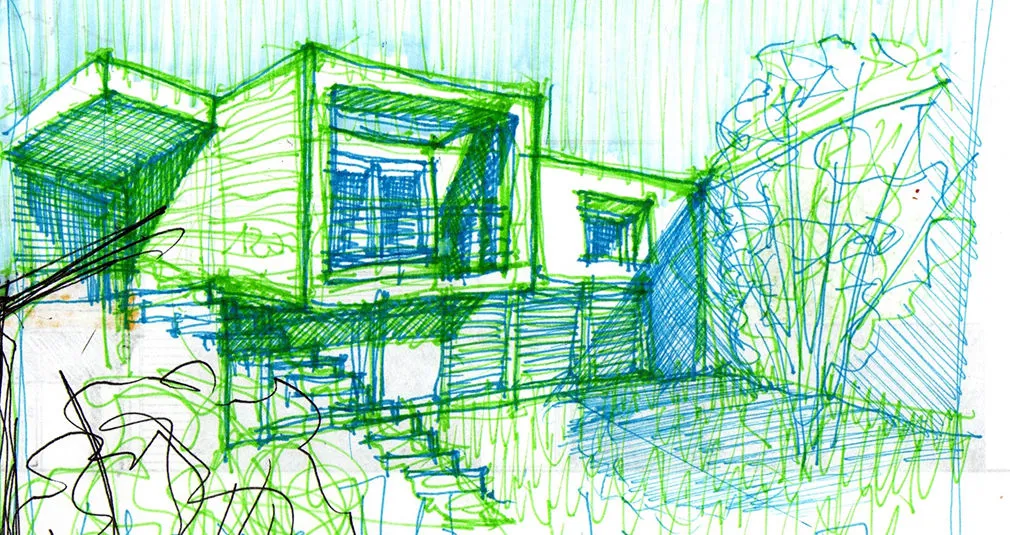 Schizzo progetto architettonico residenziale